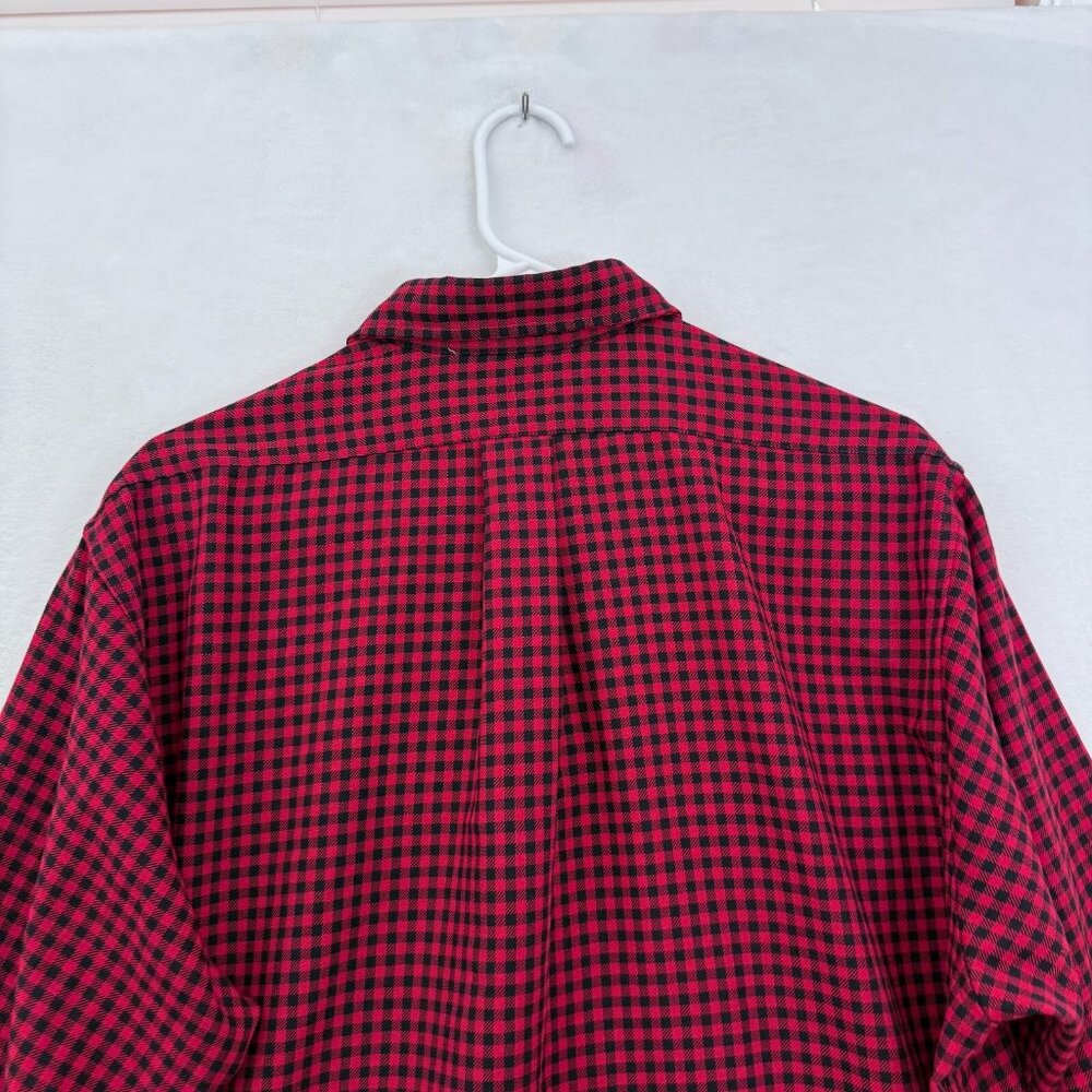 Vintage LL Bean Shirt L Red Buffalo Plaid Flap Pocket Made In USA Button Up - Picture 9 of 9